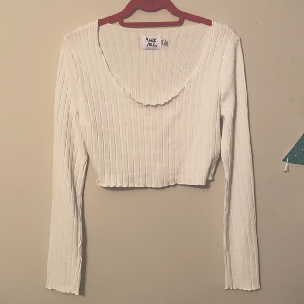 princess polly white long sleeved crop top